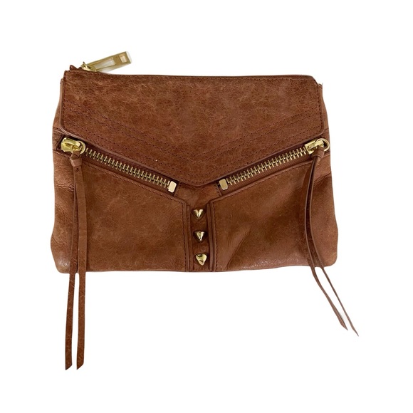 Botkier Mini Trigger Bag Brown Leather Crossbody Bag Moto Zippers Pockets Travel - Picture 4 of 11